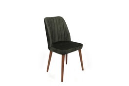 Hanah Home Alfa-462 V2 Juego de 2 Sillas de Terciopelo Caqui y Nogal